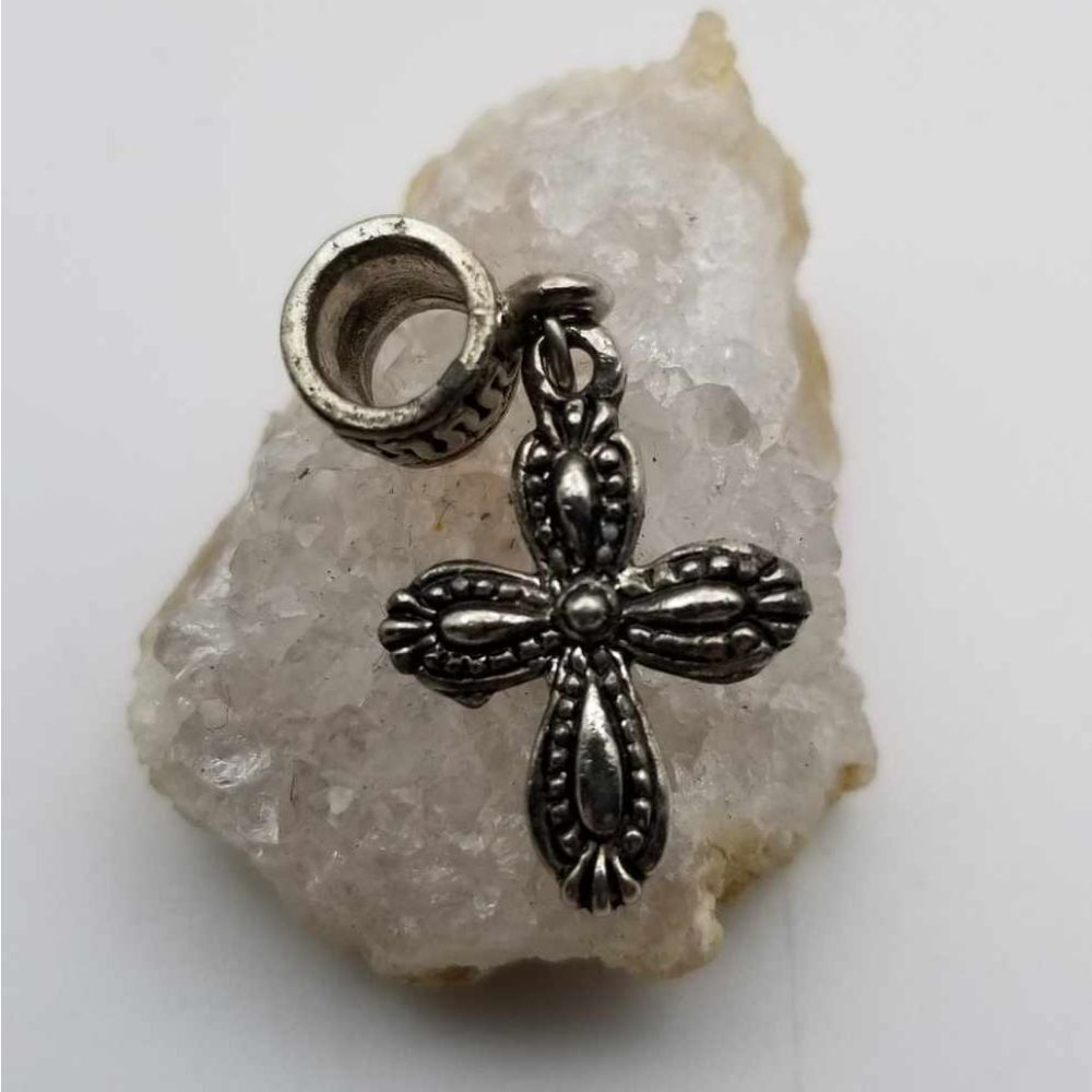 Silver cross cathedral charm pendant